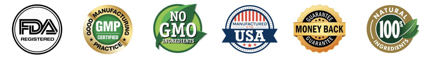 Burntide FDA registered GMP certified non-GMO trust badges